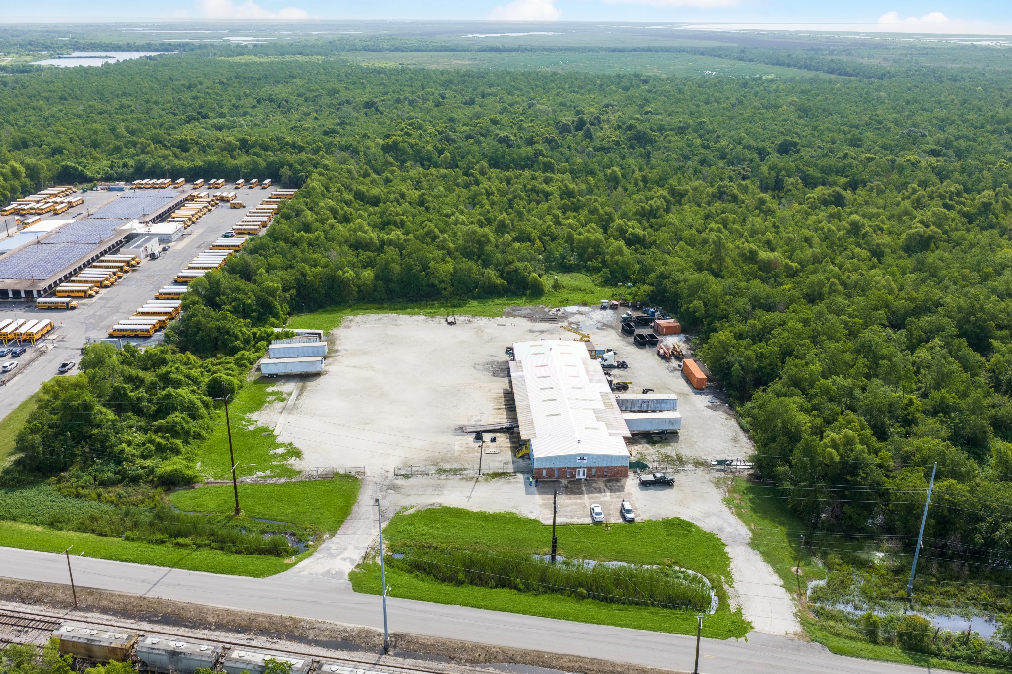 Aerial overview of 4075 Industrial warehouse and yard