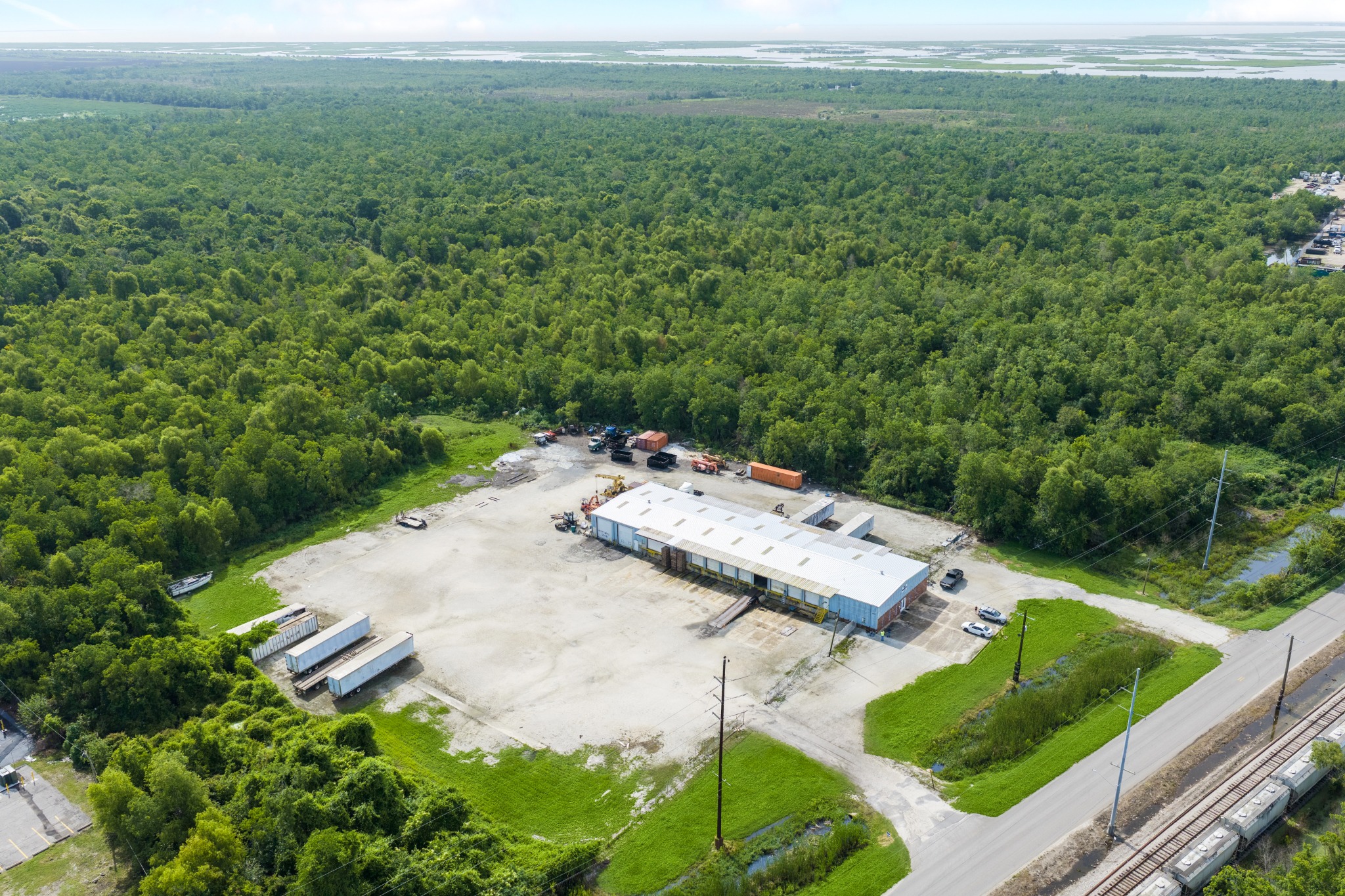 Aerial view of industrial yard