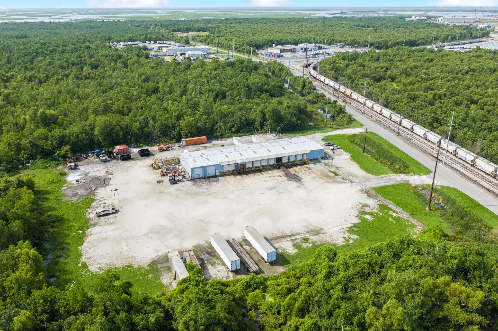 Aerial view of loading and yard space